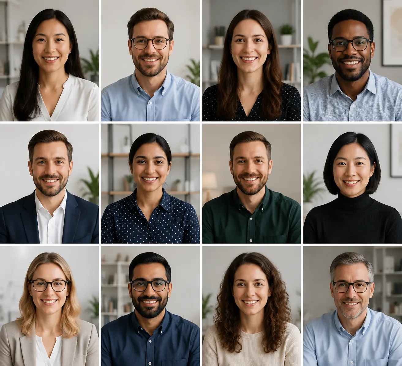 Consistent team headshots showing how batched sessions lower per-person headshot cost