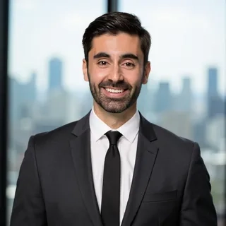 Charcoal Suit with Skyline Window