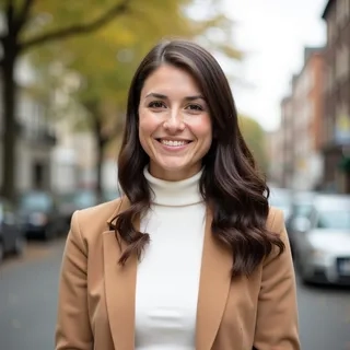 Camel Blazer with Tree-Lined Street