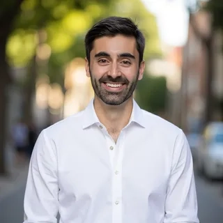 Button-Down Shirt with Tree-Lined Street