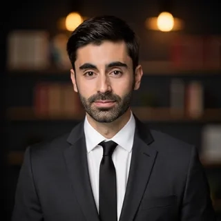 Charcoal Suit with Bookshelf